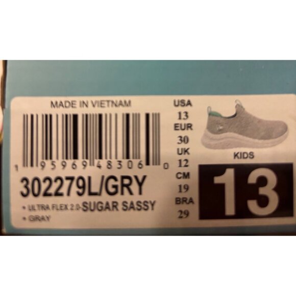 Kids' Skechers Air-Cooled Memory Foam Slip-On Shoes Sparkly Gray Size 13 - Picture 11 of 11